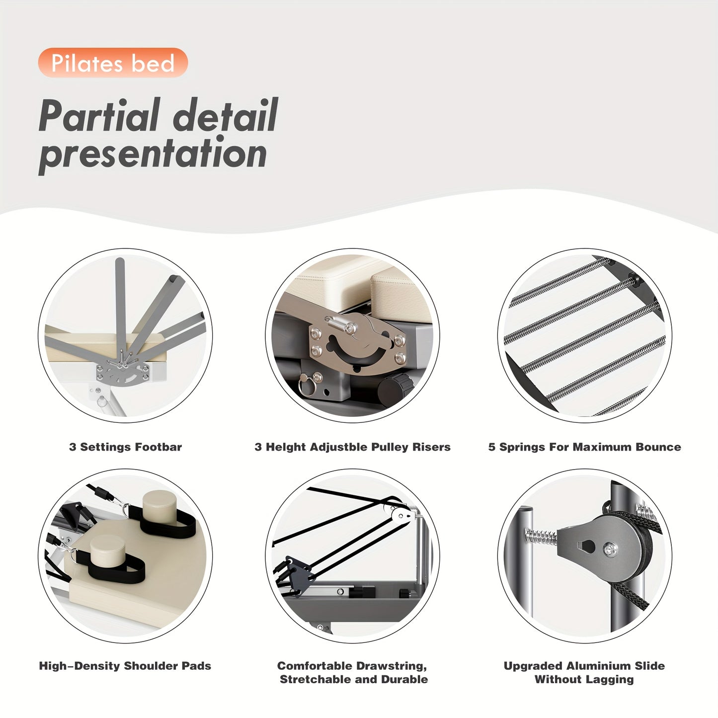 SogesPower Foldable Pilates Bed - Commercial-Grade Home Studio Equipment with Adjustable Resistance