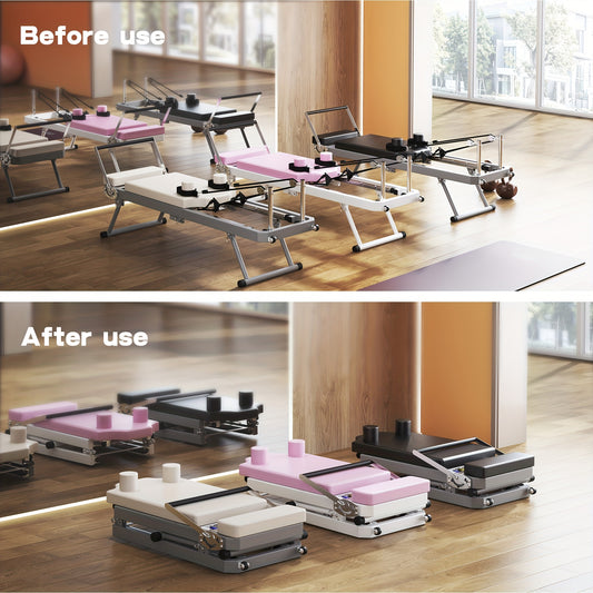 SogesPower Foldable Pilates Bed - Commercial-Grade Home Studio Equipment with Adjustable Resistance