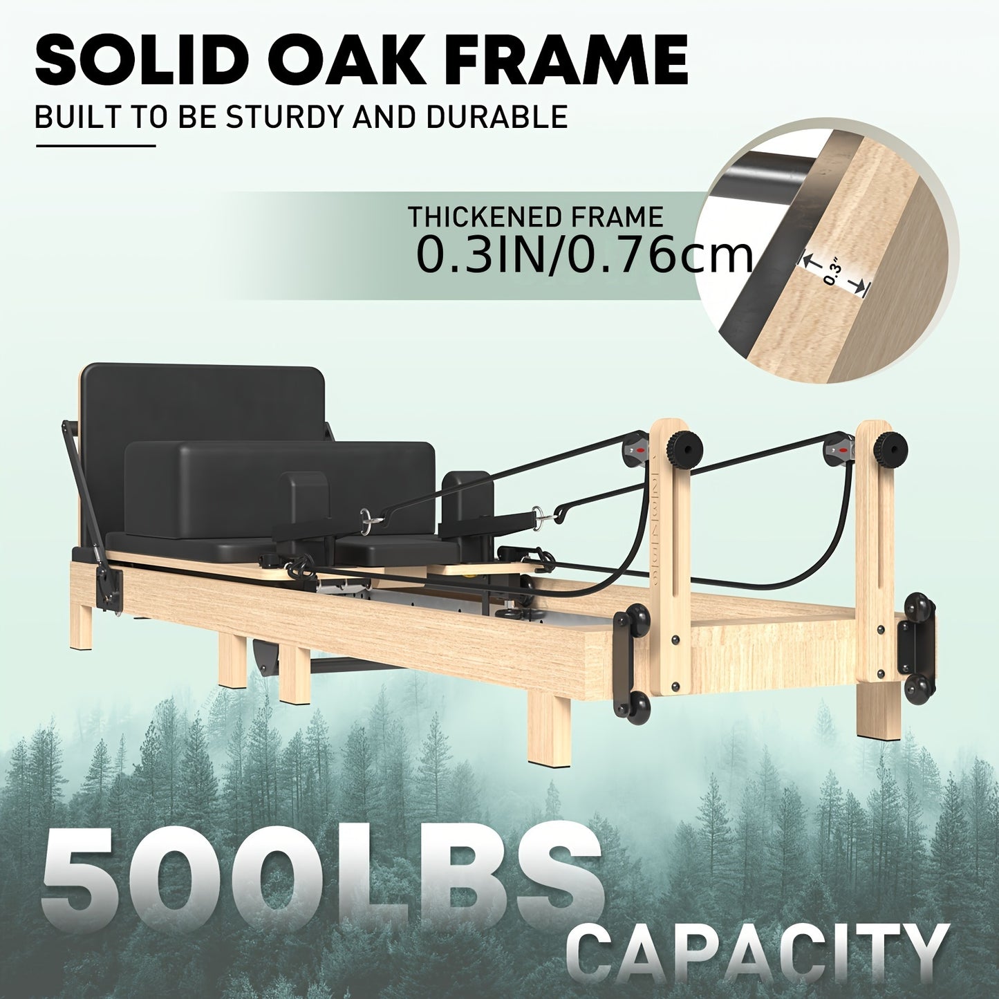 Wooden Pilates Reformer Bed - Premium Home Studio Equipment for Strength & Yoga Training