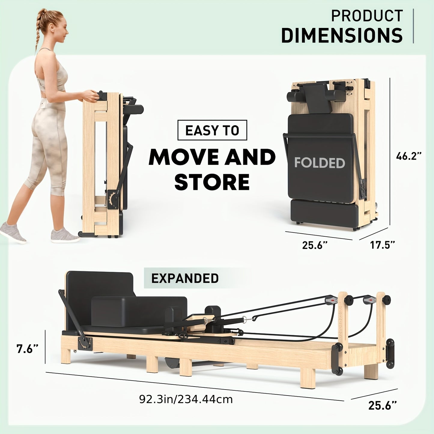 Wooden Pilates Reformer Bed - Premium Home Studio Equipment for Strength & Yoga Training